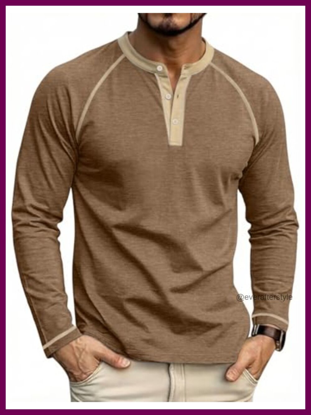 Men's Long Sleeve Henley T-Shirt Cotton Casual Lightweight Pullover Shirt